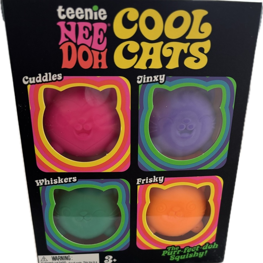 Teenie NeeDoh Cool Cats Pack — Pink, Purple, Green & Orange New in Box